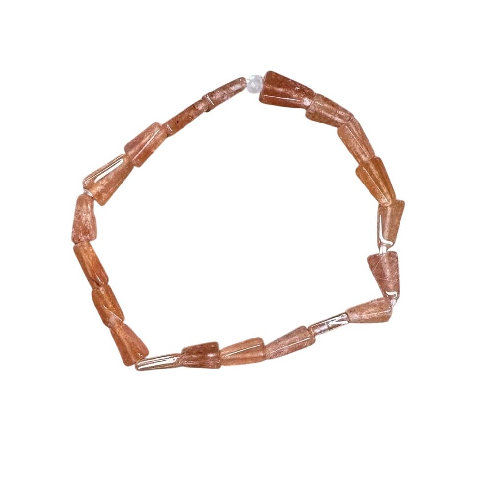 Peach Moonstone and Rainbow Moonstone stretch bracelet handmade